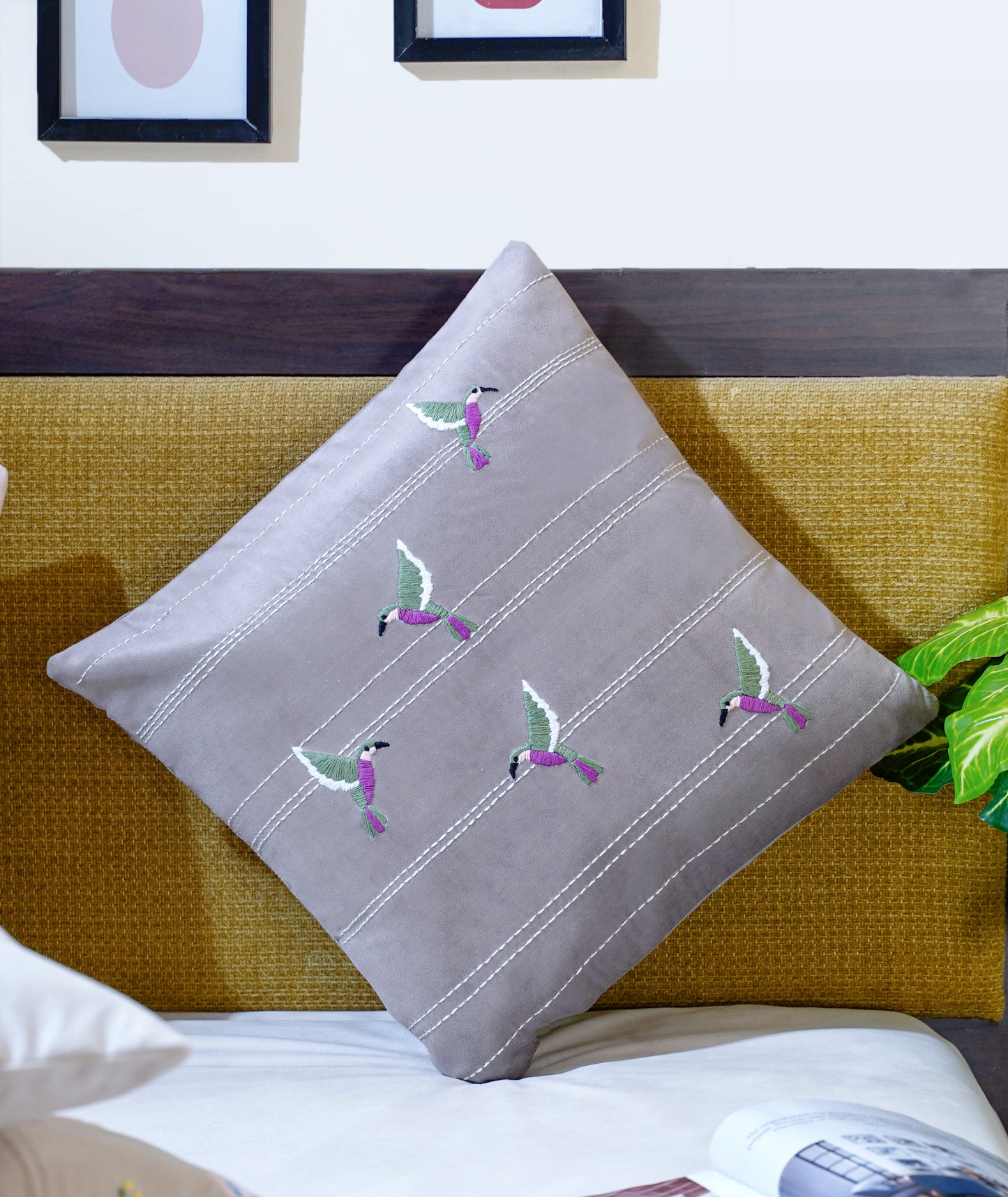 Spring Blooms hummingbirds Cushion Cover 16 inch
