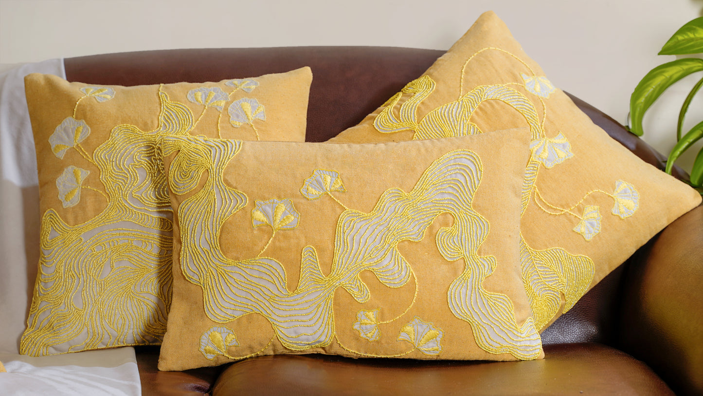 The Yellow Morning Abstract Cushion Cover 16 inch