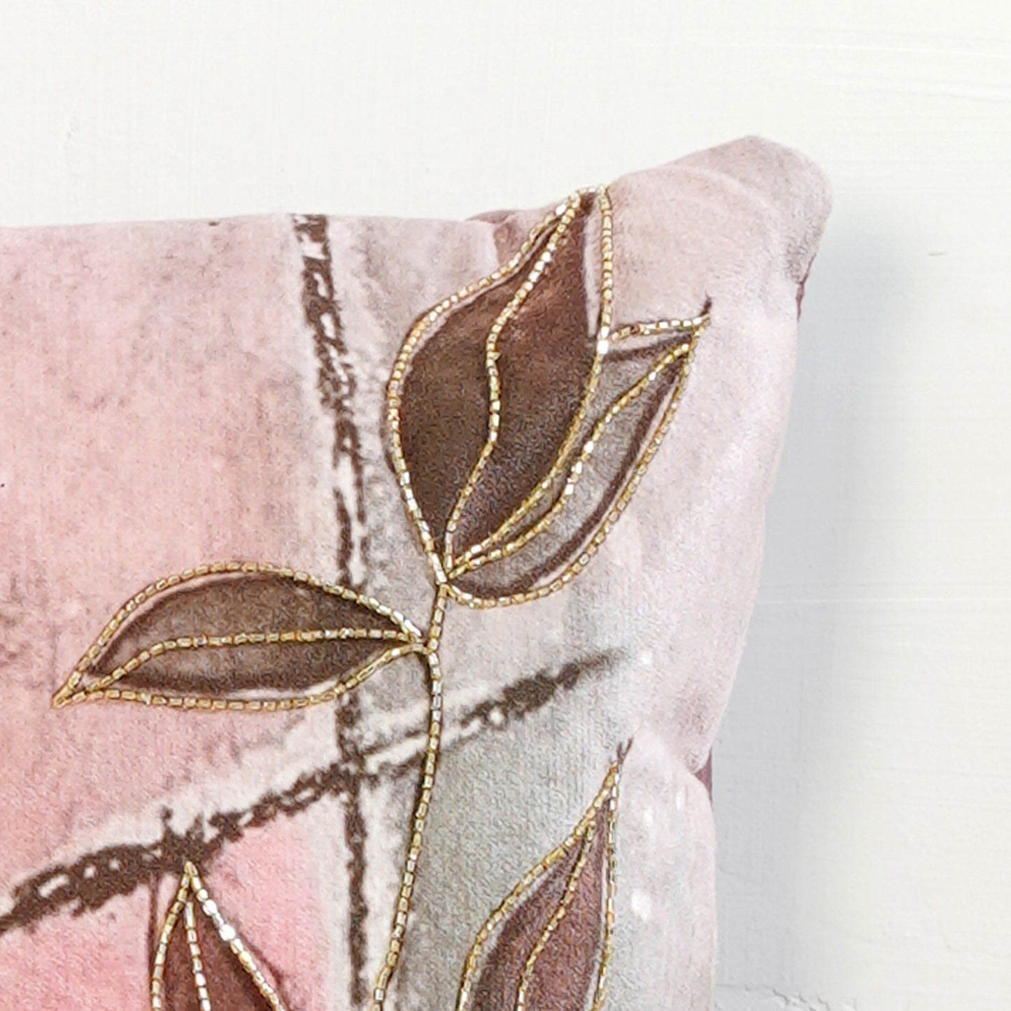 Elysium Dreamscape - "Floral Symphony" Pink and Grey Cushion Cover 16x16 inch