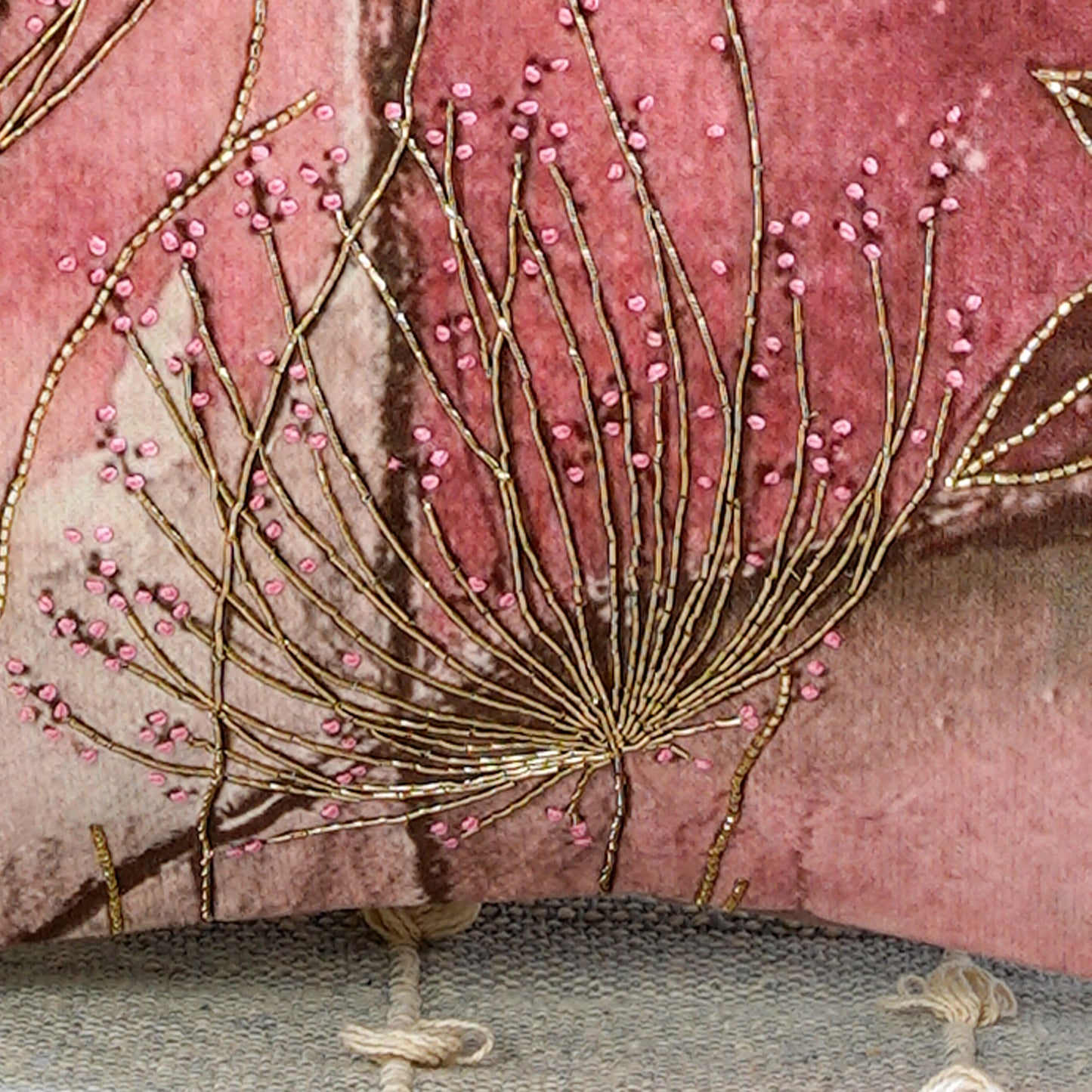 Elysium Dreamscape - "Floral Symphony" Pink and Grey Cushion Cover 16x16 inch