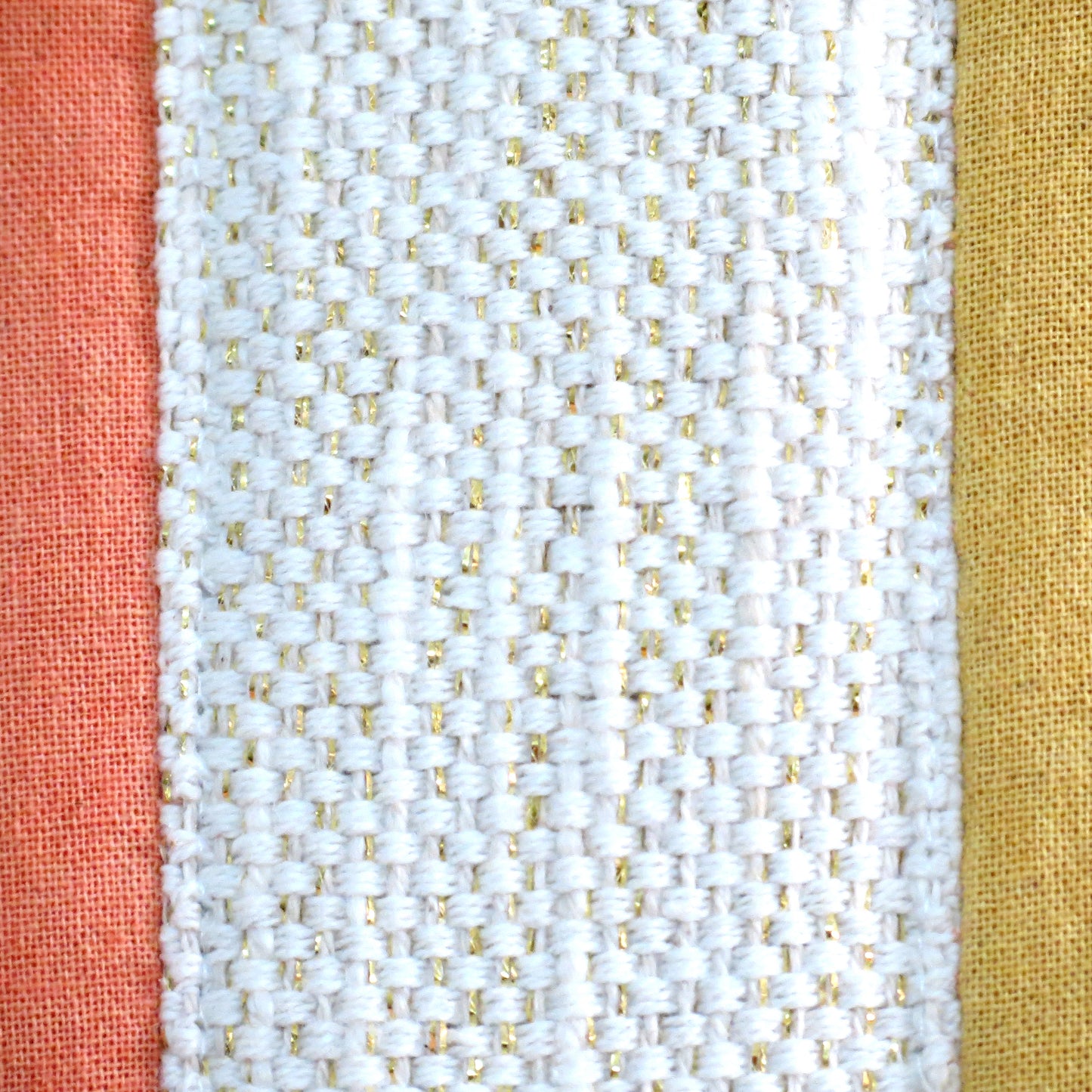 Peach and Yellow Fabric Panels Cotton Cushion Cover 16x16 Inches