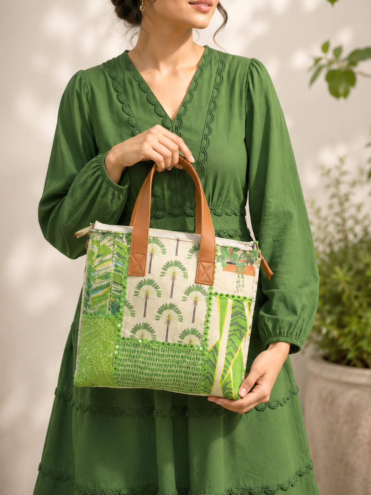Tropical Print Lunch Bag for Office Women