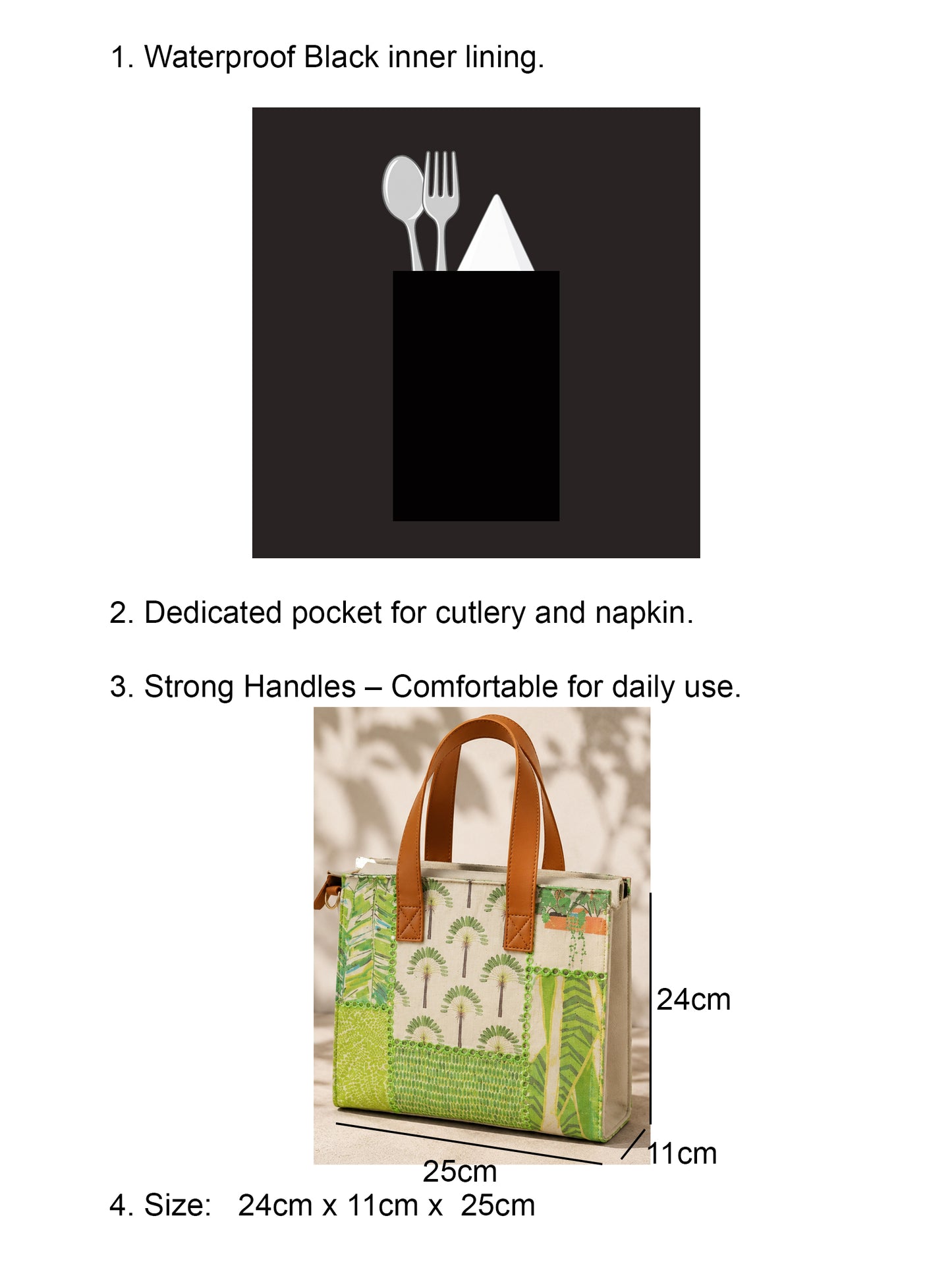 Tropical Print Lunch Bag for Office Women