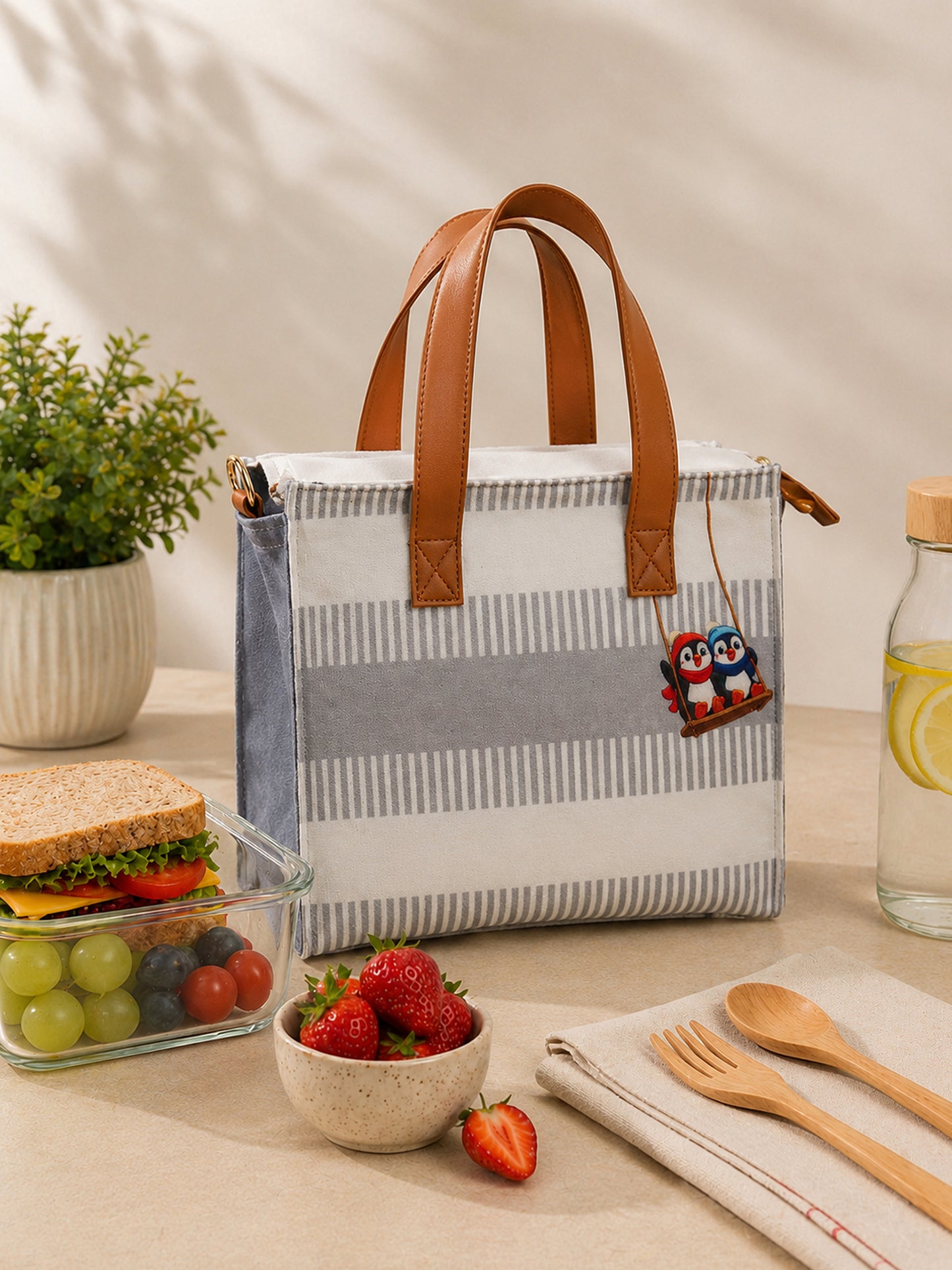 Penguin Velvet Lunch Bag for Office Women & Men