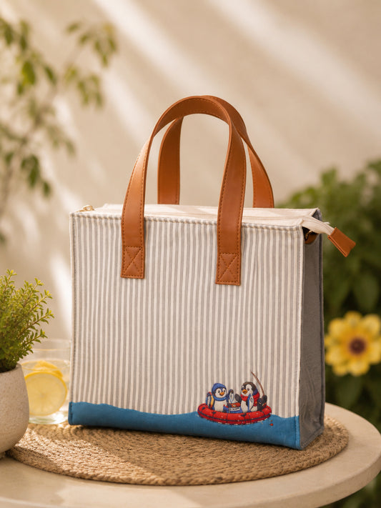 Penguin Velvet Lunch Bag for Office Women & Men
