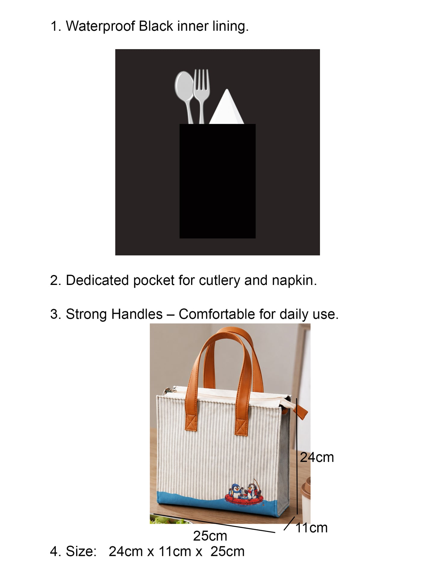 Penguin Velvet Lunch Bag for Office Women & Men