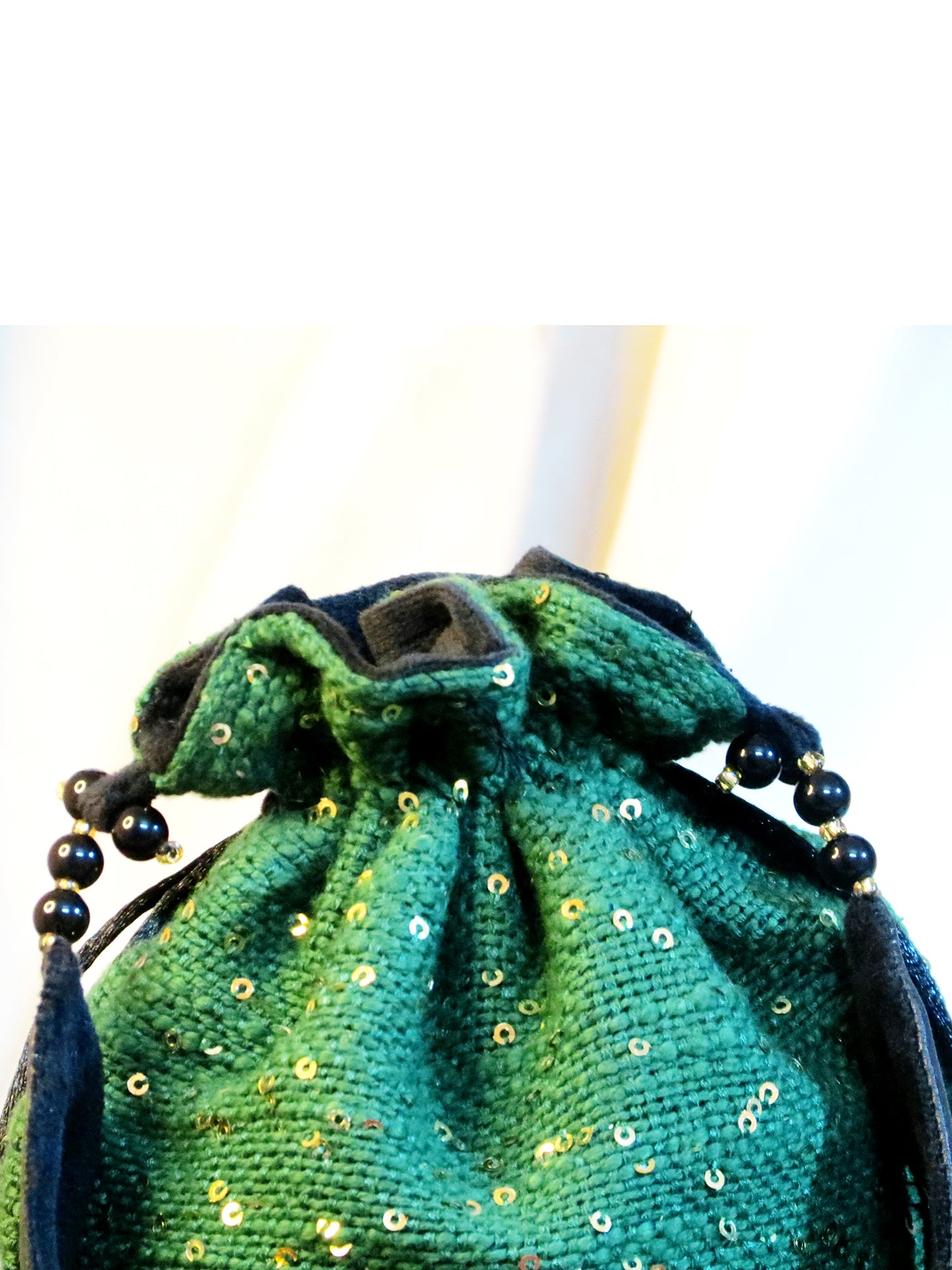 Emerald Green Sequin Potli Bag with Tassels | Festive & Wedding Handbag for Women