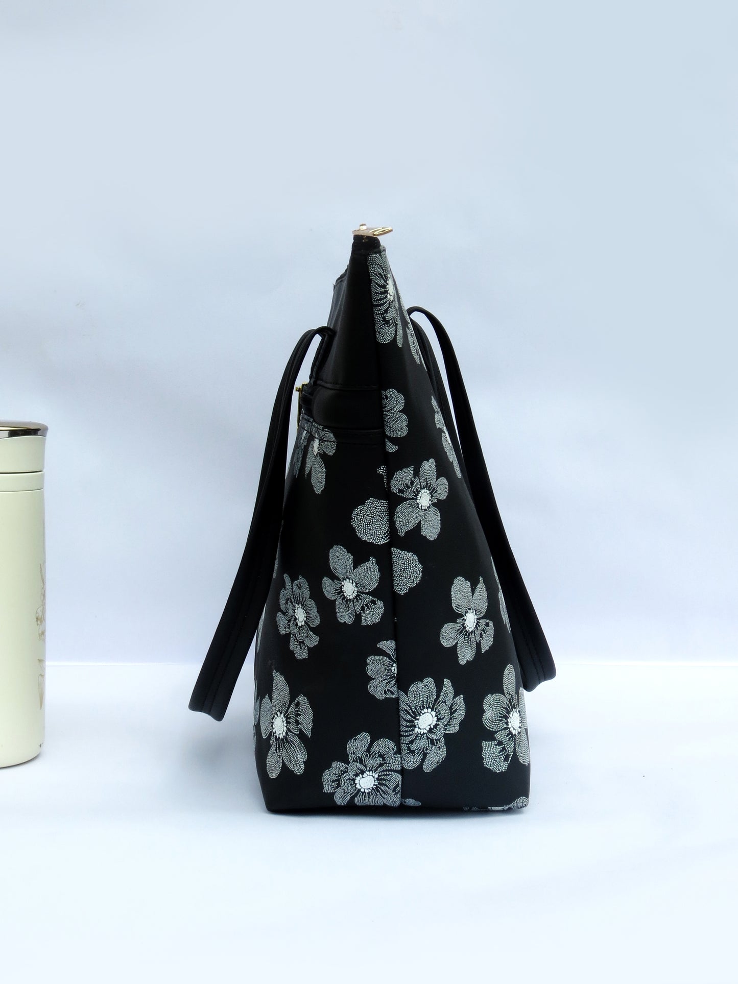 Midnight Petal Vegan Leather Printed Tote Bag