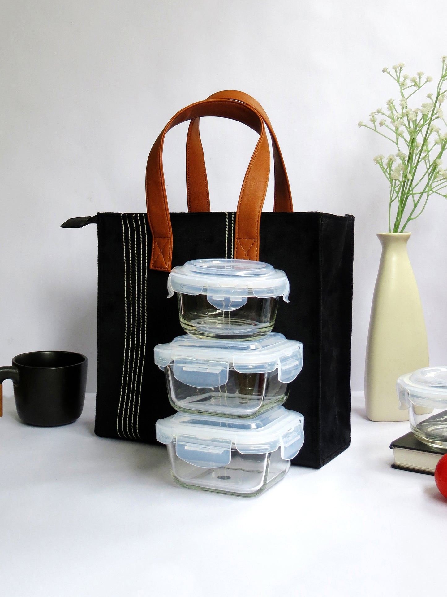 Velvet Lunch Bag for Office with Bottle Space – Reusable, Stylish & Spacious Tiffin Tote