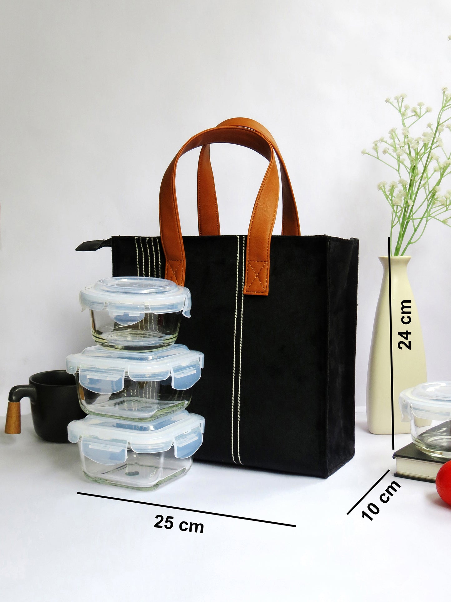 Velvet Lunch Bag for Office with Bottle Space – Reusable, Stylish & Spacious Tiffin Tote