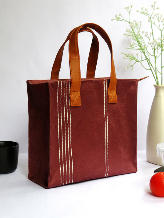 Velvet Tiffin Companion – Maroon Lunch Bag with Bottle Space