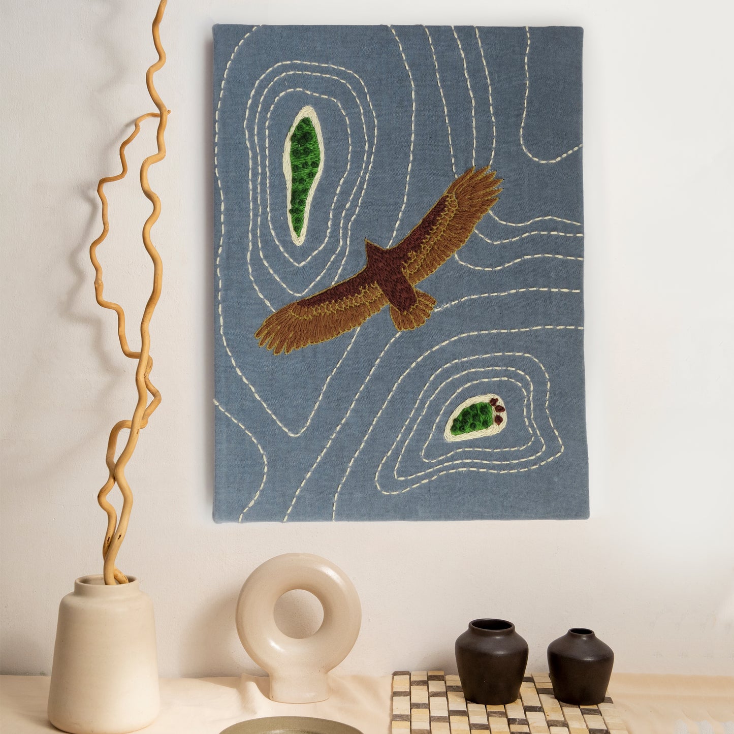 Winged Wanderlust Eagle framed wall decor art for living room