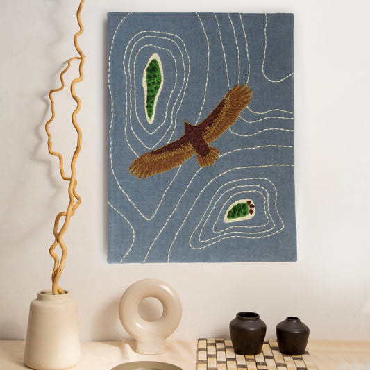 Winged Wanderlust Eagle framed wall decor art for living room